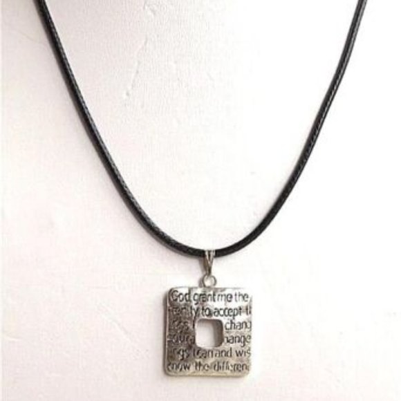 Silver Serenity Prayer Necklace 19" Message AA Al-Anon NA Adjustable Plated USA - Picture 3 of 8
